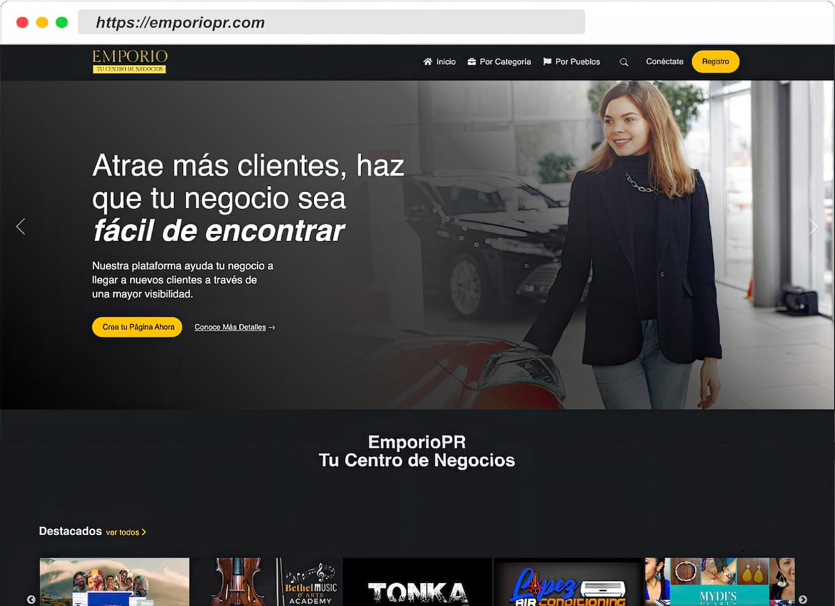 Vista de proyecto web desarrollado por Tony López Pagán