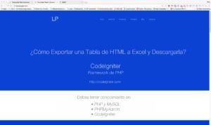 ¿Cómo Exportar una Tabla a Excel en CodeIgniter?
